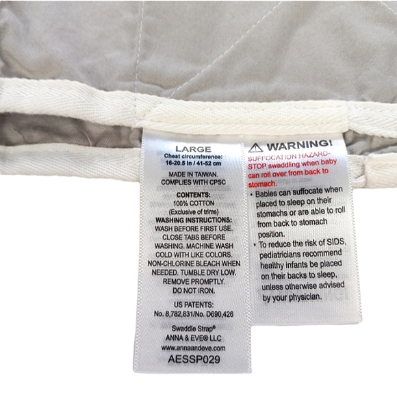 Swadle Me, Anna & Eve 2-Piece Bundle Sizes S/M & L - Picture 9 of 9